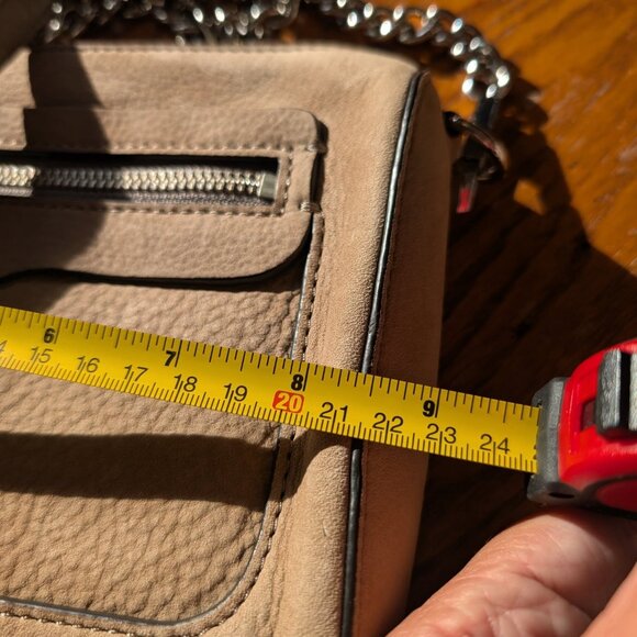 Rebecca Minkoff Avery Gray Tan Leather Suede Zip Crossbody Shoulder Bag Clutch - Picture 6 of 6